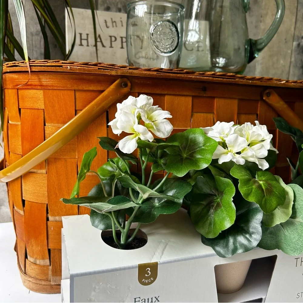 🌴Threshold Lovely Faux White Geranium Floral Arrangements | Set of Three